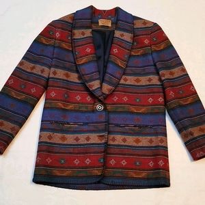 Pendleton blazer jacket western Aztec print sz 8